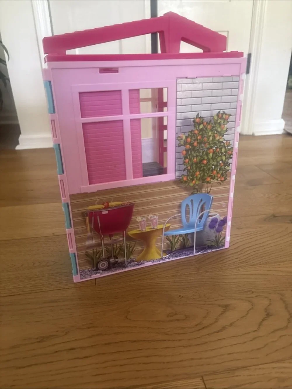 Barbie Dollhouse, Portable 1-Story Playset with 3 Dolls No Accessories